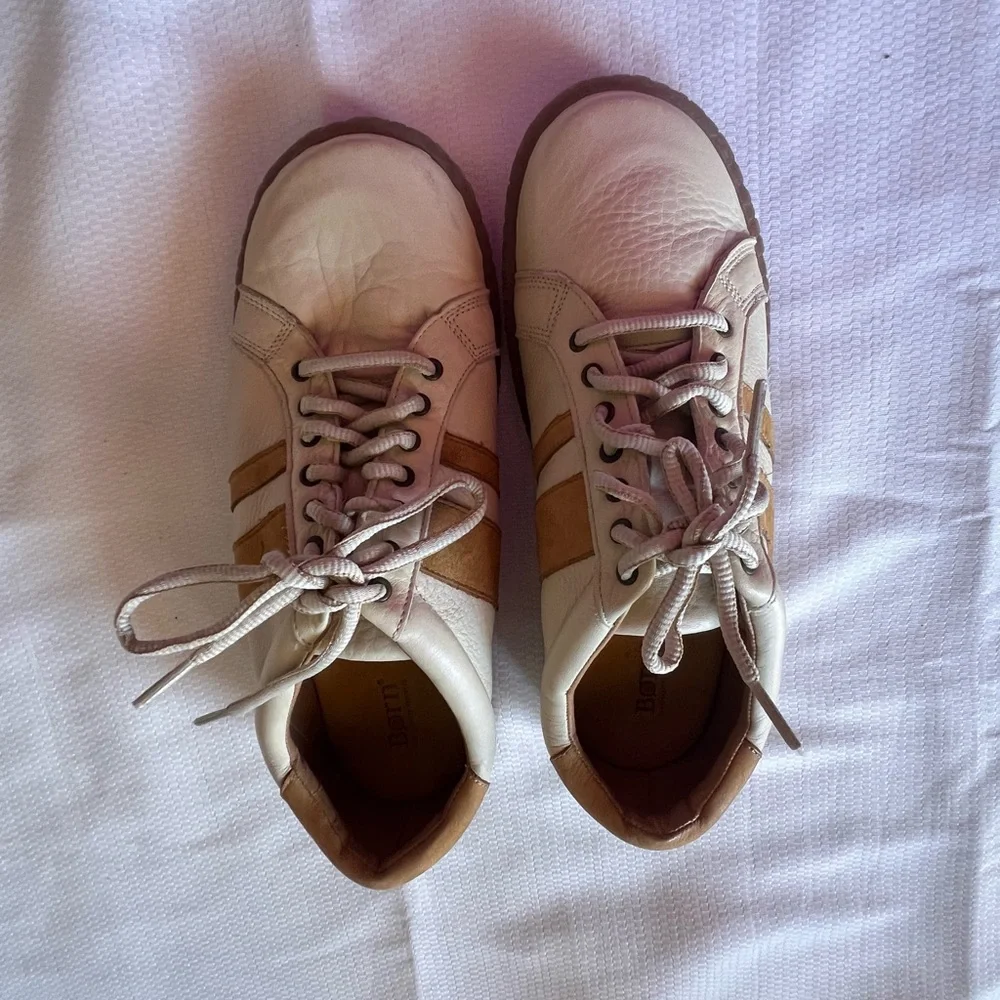 Born White and Tan Sneakers NWOT